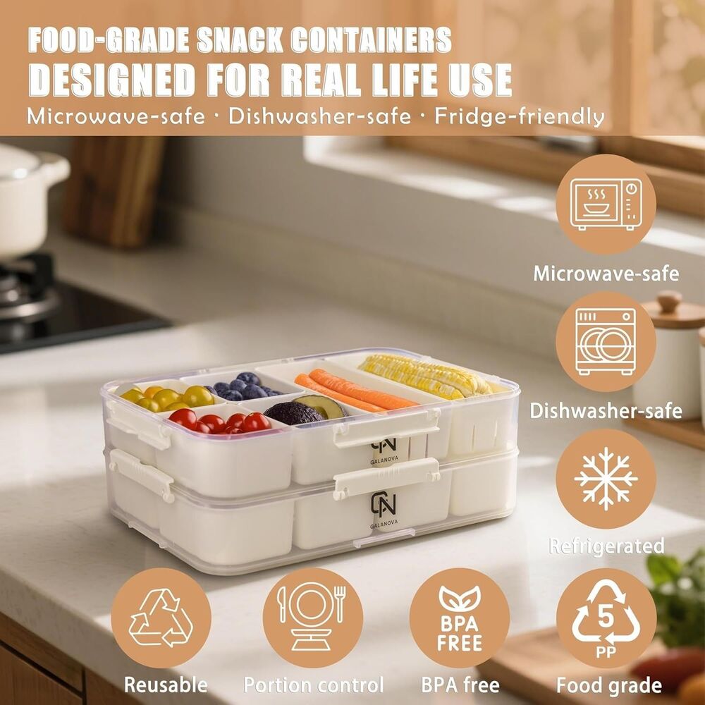 Galanova 2Pack Snack Box Container, microwavable/ dish safe with Lid and Handle - Picture 2 of 16